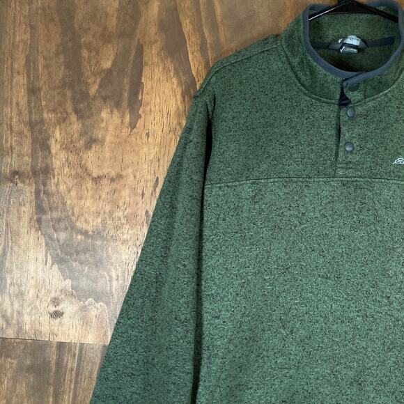Eddie Bauer Mens Sweatshirt Green Radiator Fleece Snap Mock Neck Long Sleeve L - Picture 4 of 12